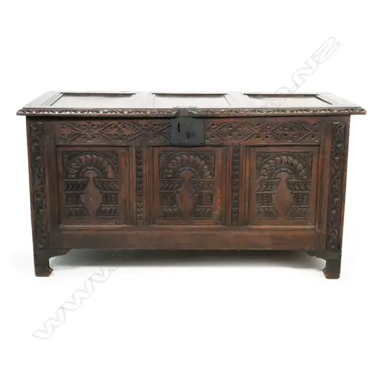 A 19thC country oak coffer,