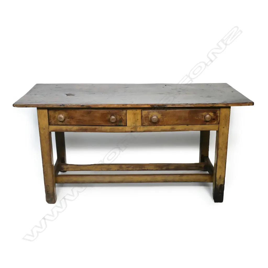 A 19thC French elm and oak countryside table, Image 1++