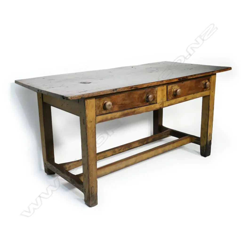 A 19thC French elm and oak countryside table, Image 1++