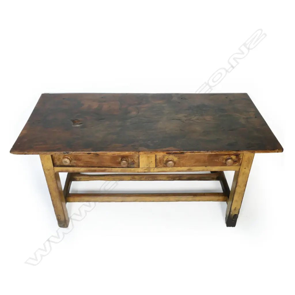 A 19thC French elm and oak countryside table, Image 1++