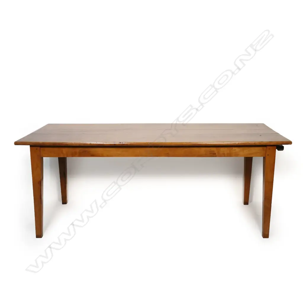 A good 19thC French fruitwood refectory dining table, Image 1++