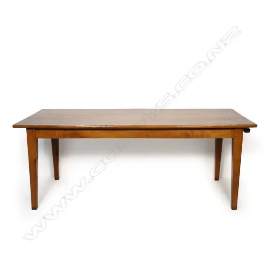 A good 19thC French fruitwood refectory dining table,