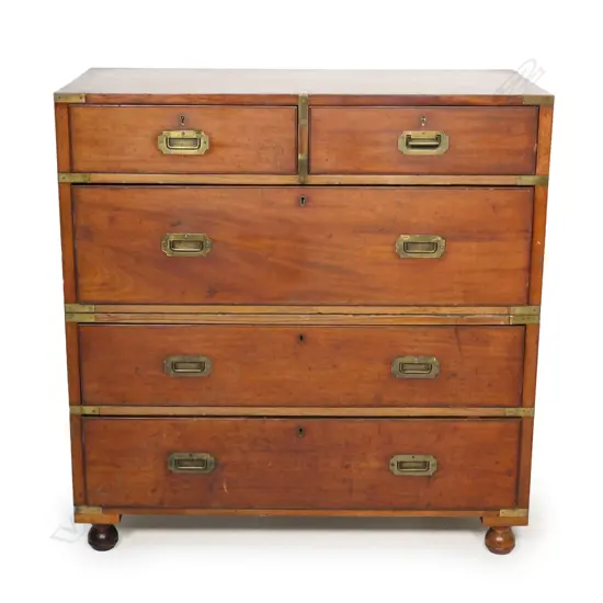 A 19thC mahogany campaign chest,