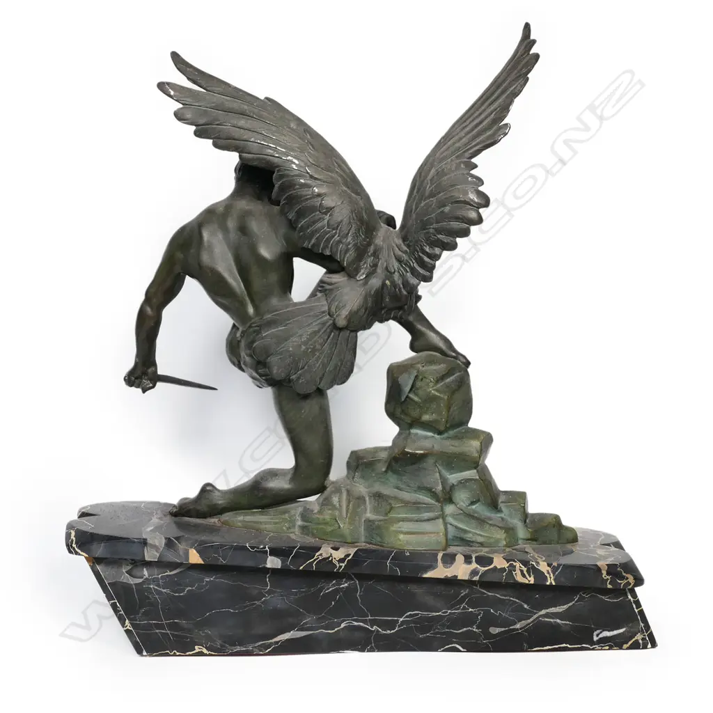 A French Art Deco spelter classical sculpture of Hercules with bird, Image 1++