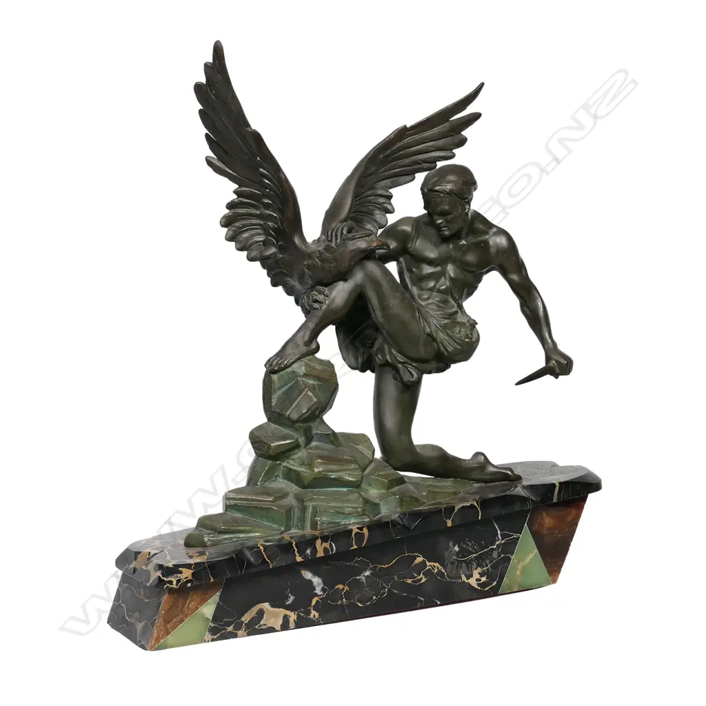 A French Art Deco spelter classical sculpture of Hercules with bird, Image 1++