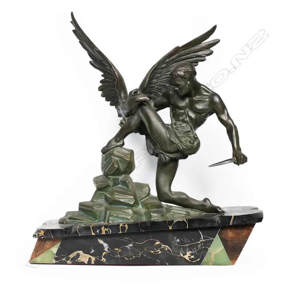 A French Art Deco spelter classical sculpture of Hercules with bird, Image 1++