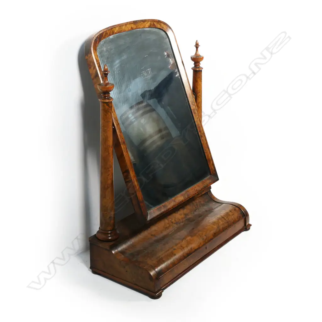 Victorian period burr walnut chevel toilet mirror, Image 1++