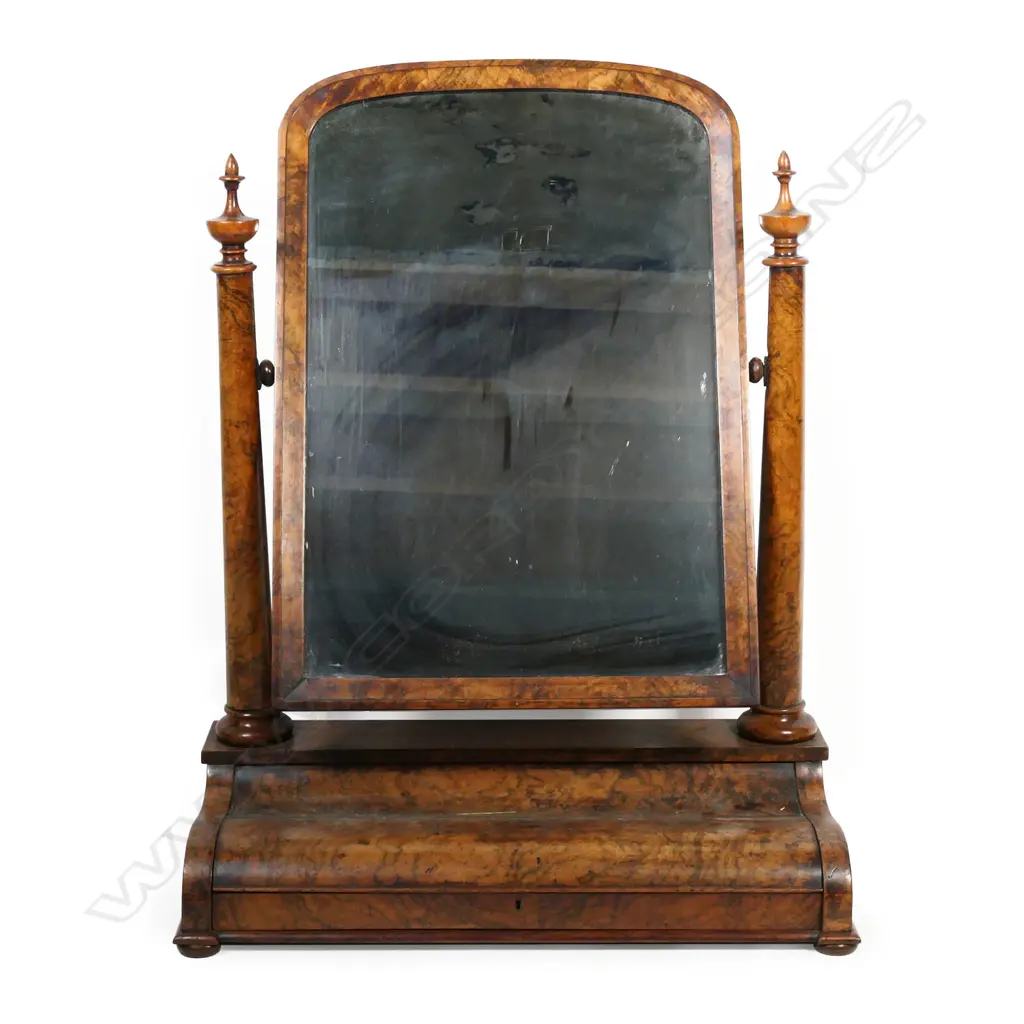 Victorian period burr walnut chevel toilet mirror, Image 1++