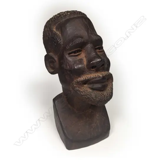 Old African hardwood Shona bust of a bearded gent