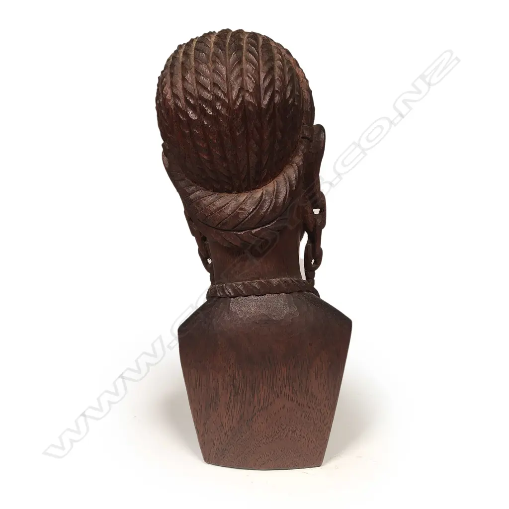 Old African hardwood Shona bust of a young woman Image 1++