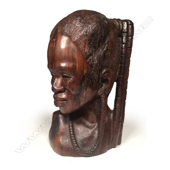 Old African hardwood Shona bust of a woman,