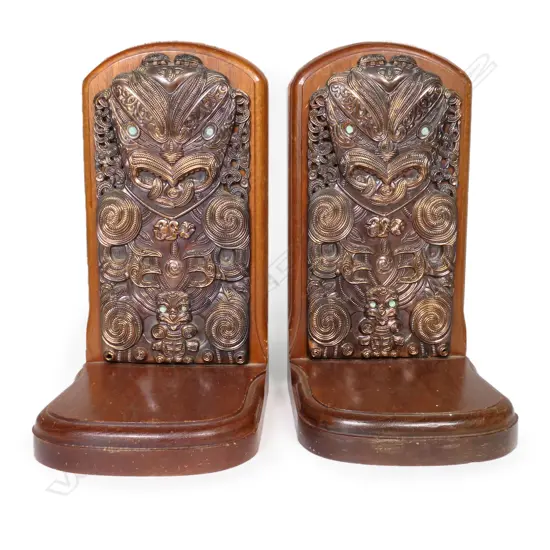 A pair of Kingsley Ware Māori bookends,