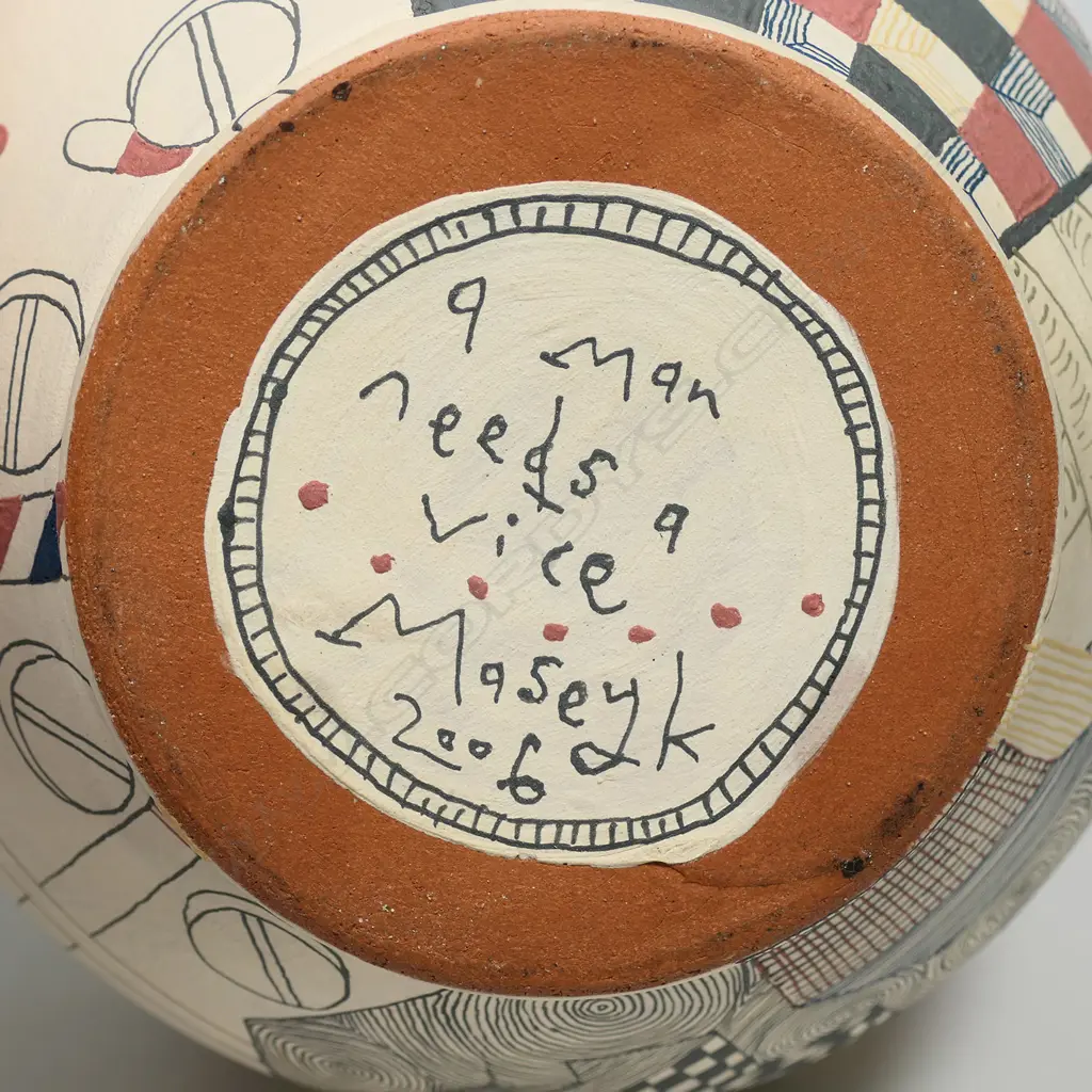 Paul Maseyk earthenware Grecian style ewer 'A Man Needs A Vice', Image 1++