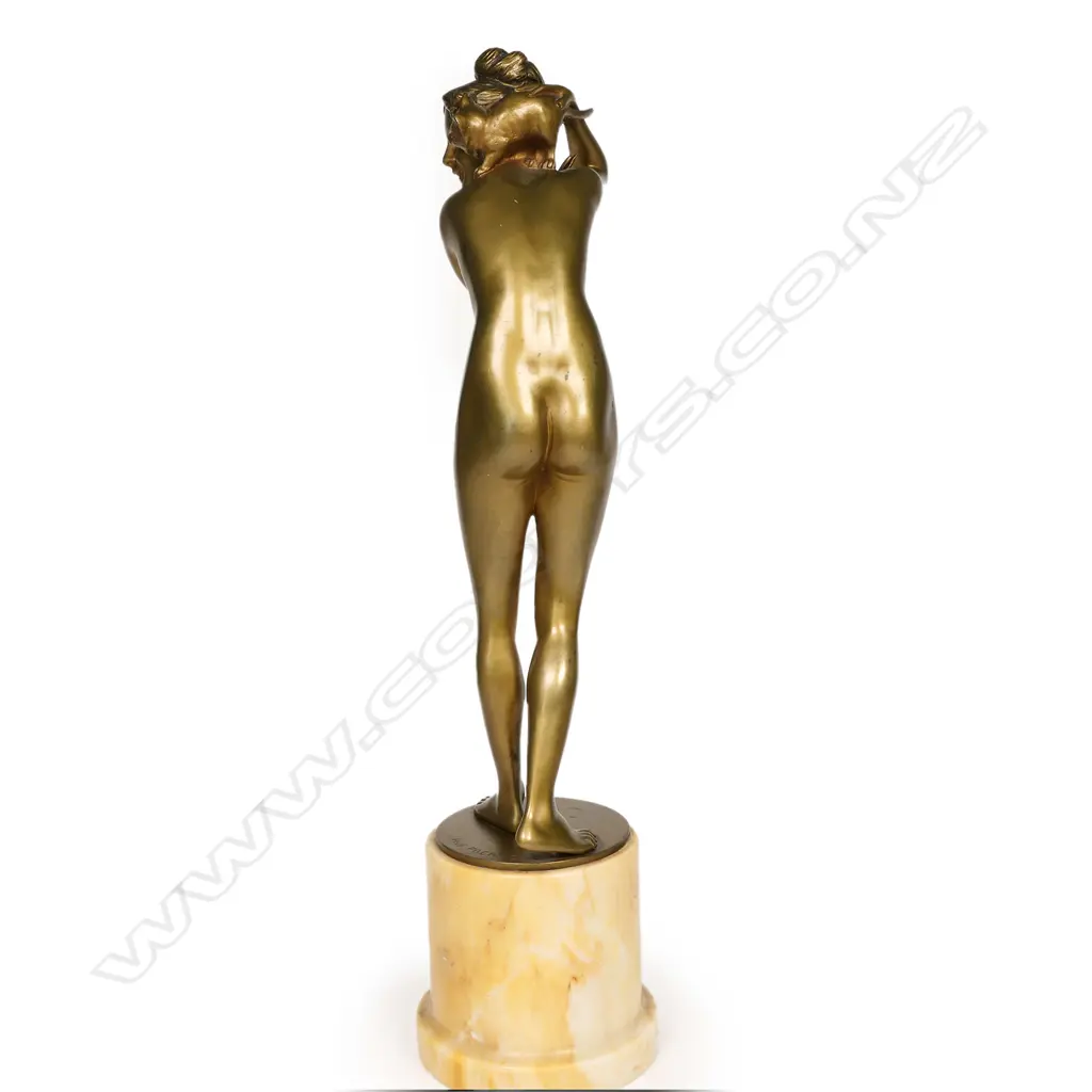Professor Otto Poertzel (1876 - 1963) Art Deco bronze figure of a naked maiden, Image 1++