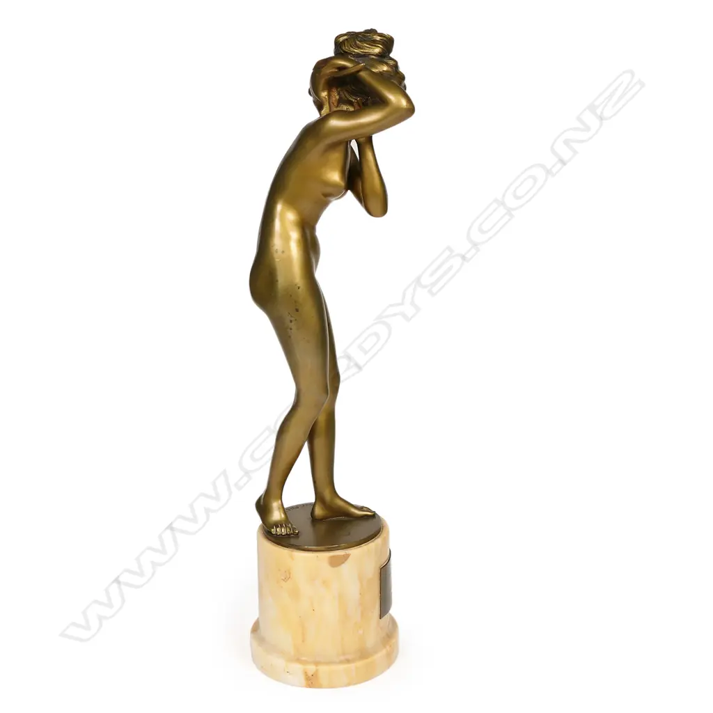 Professor Otto Poertzel (1876 - 1963) Art Deco bronze figure of a naked maiden, Image 1++