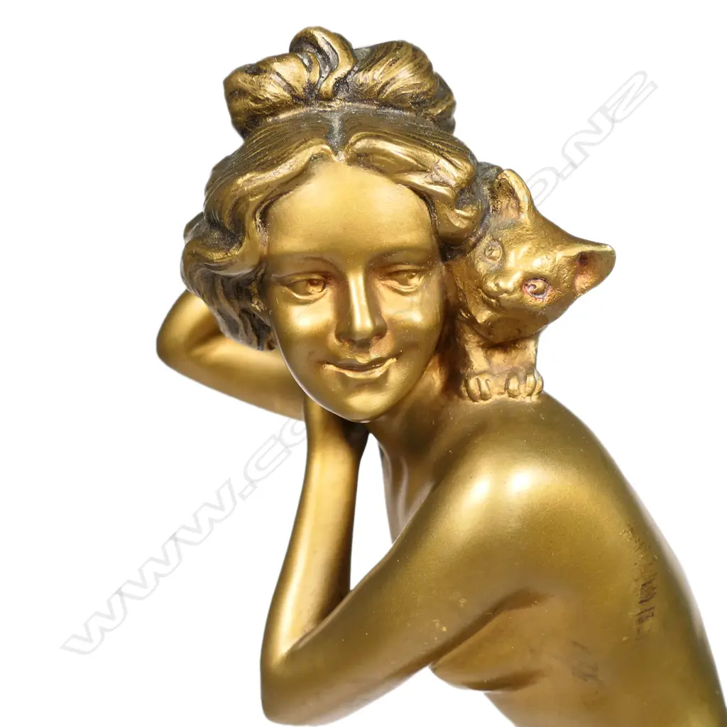 Professor Otto Poertzel (1876 - 1963) Art Deco bronze figure of a naked maiden, Image 1++