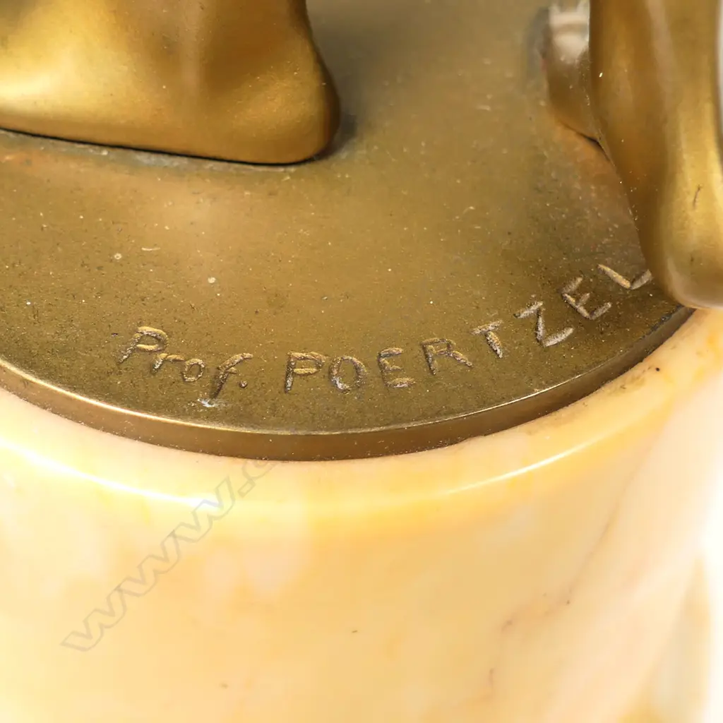 Professor Otto Poertzel (1876 - 1963) Art Deco bronze figure of a naked maiden, Image 1++