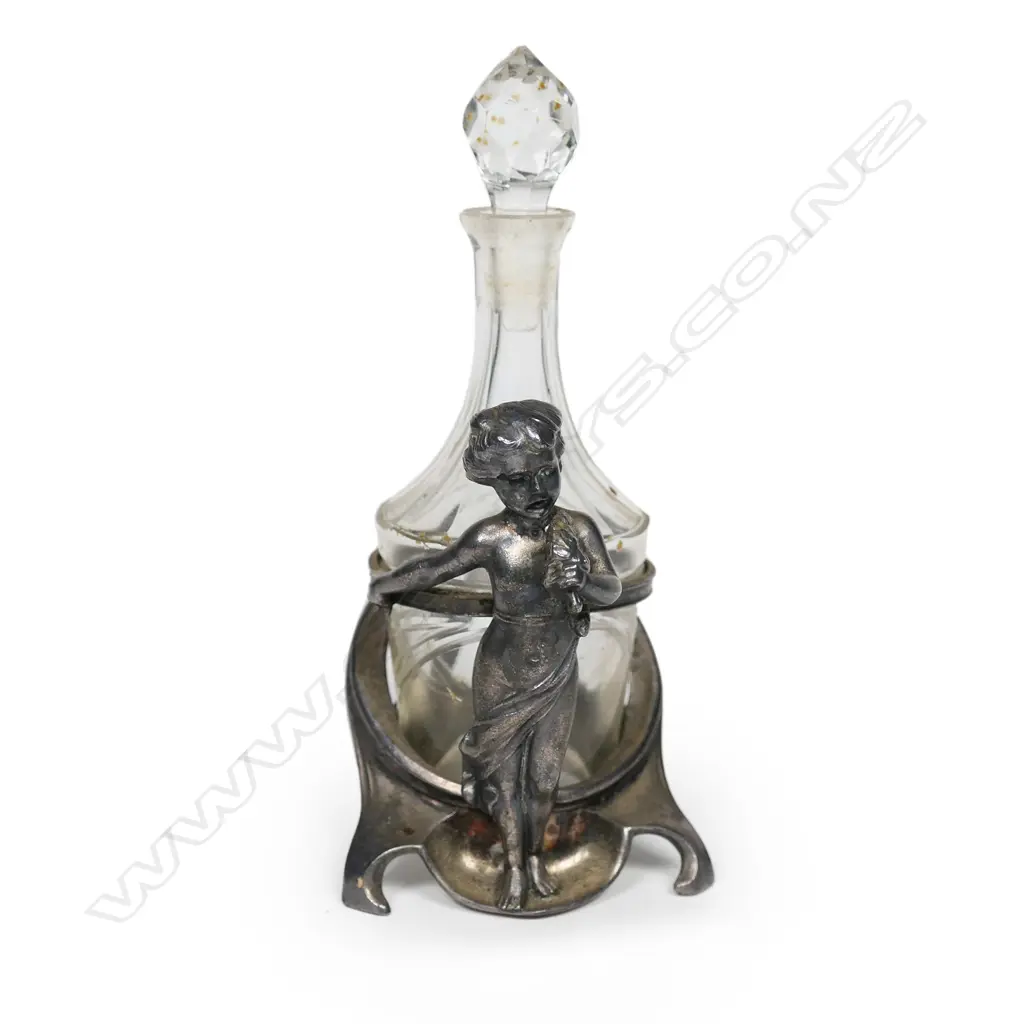 A WMF Art Nouveau silver plate and glass figured scent bottle, Image 1++