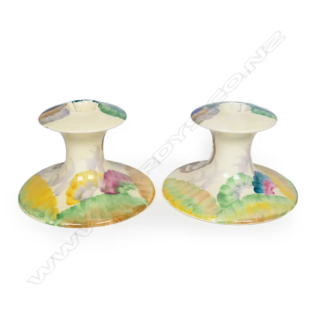 A pair of Clarice Cliff candlesticks, Image 1++