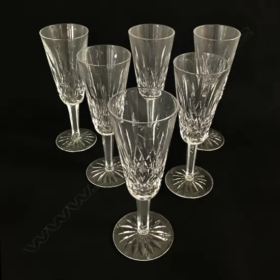 A set of six Waterford champagne flutes,