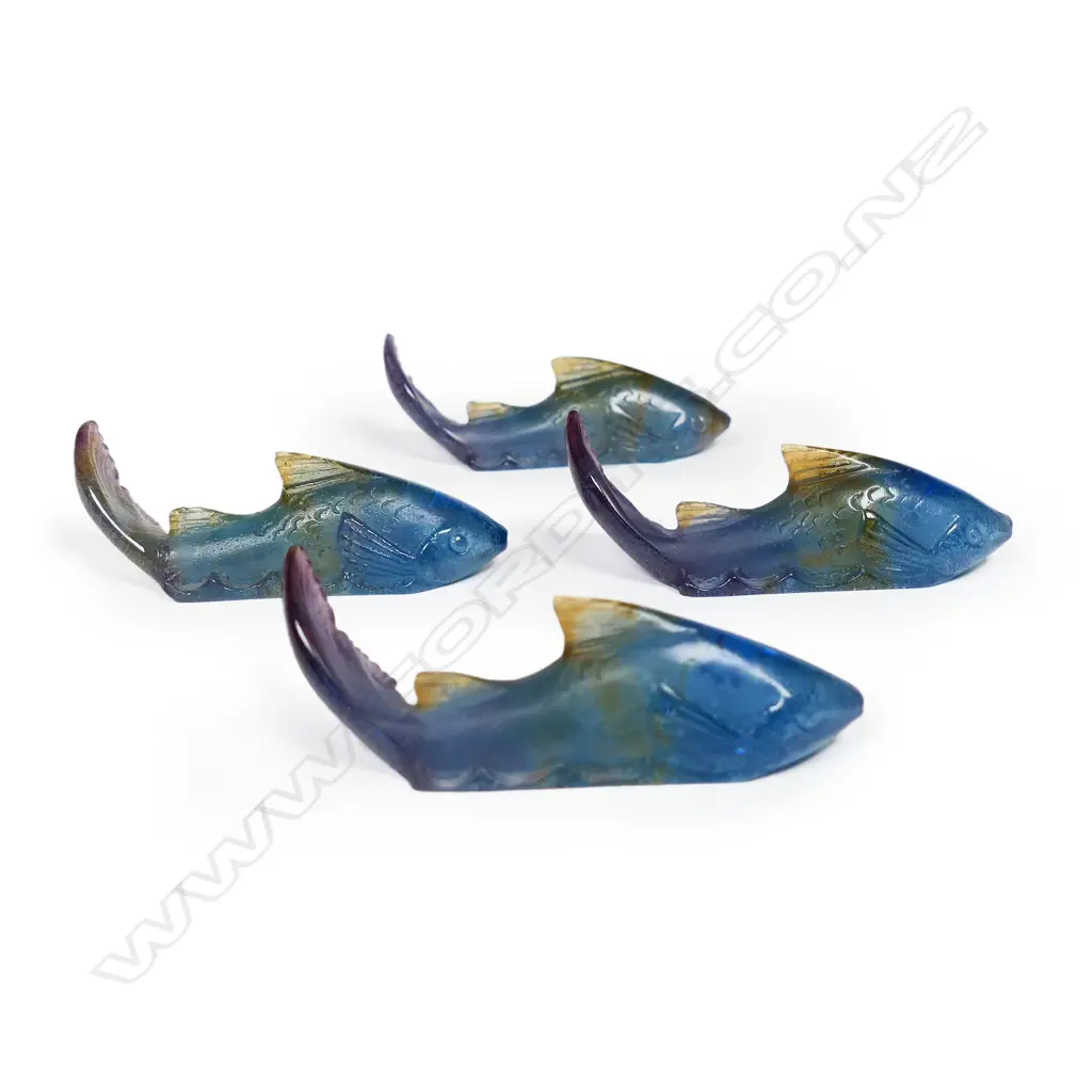 Four Daum pâte de verre multi-coloured fish, Image 1++