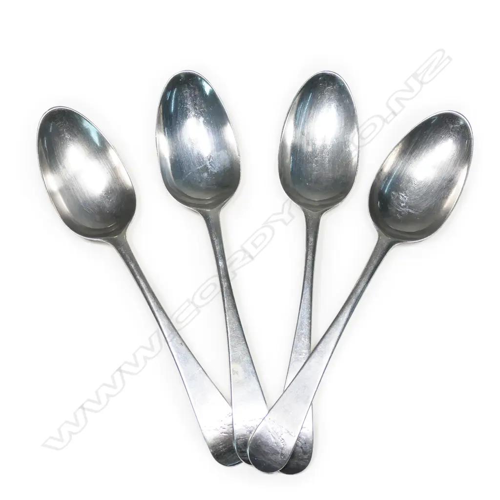 A set of four early George III silver heavy tablespoons, Image 1++