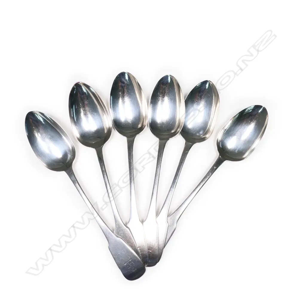 Six George IV silver tablespoons, Image 1++