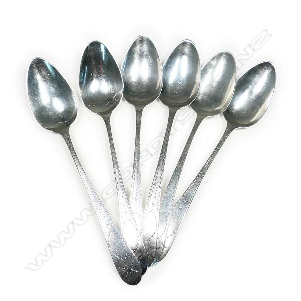 A harlequin set of six George III Irish silver parfait spoons, Image 1++
