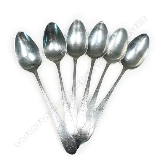A harlequin set of six George III Irish silver parfait spoons,
