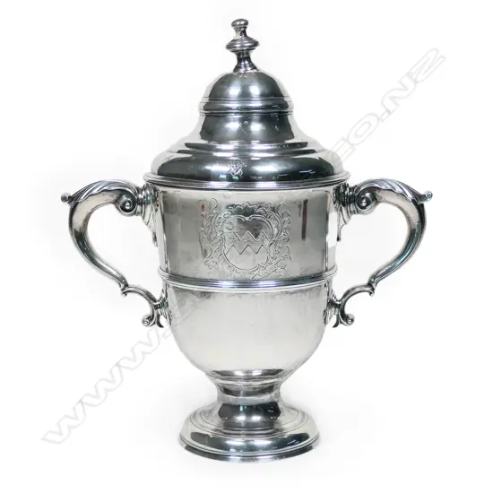 A George II Irish silver lidded Loving Cup,