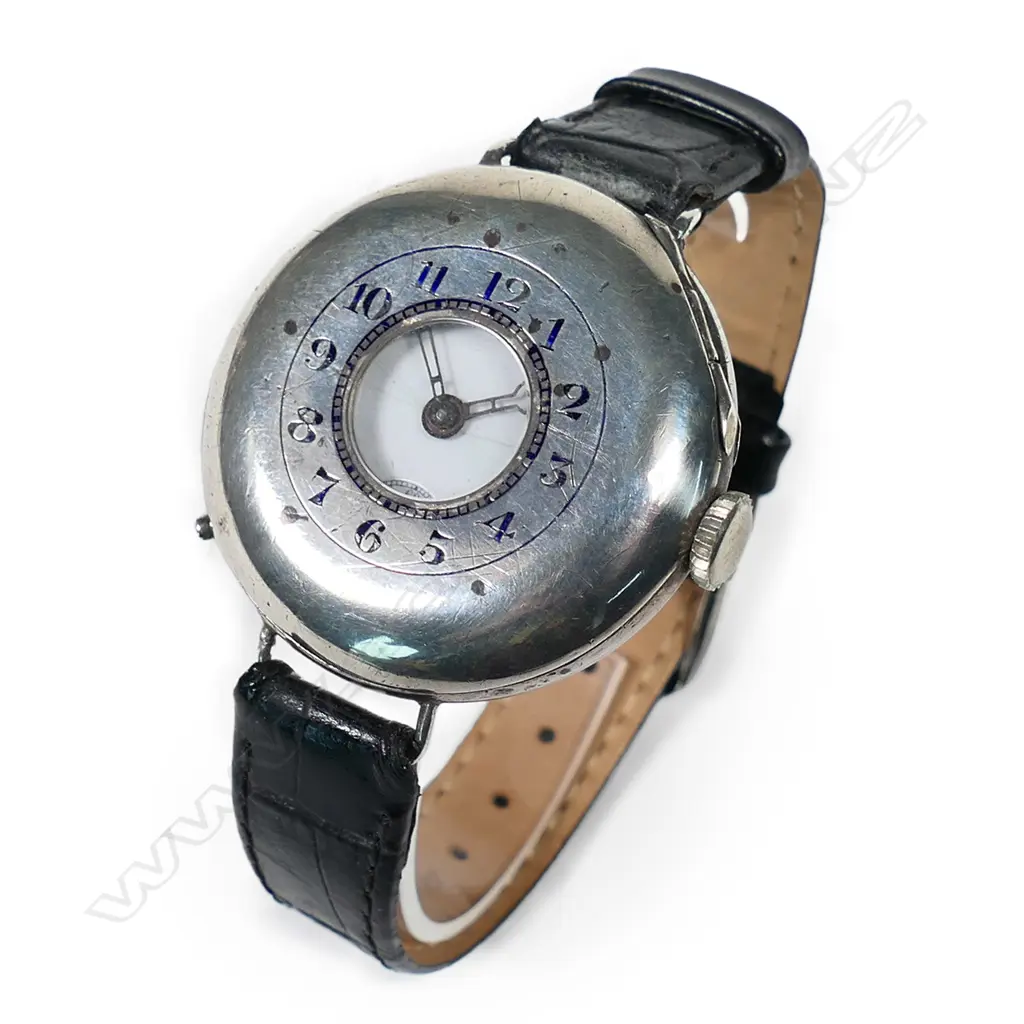 A c.1915 Rolex silver half hunter flip-top wristwatch, Image 1++