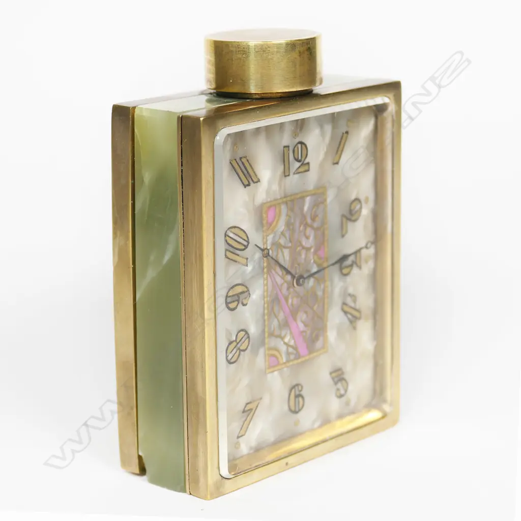 An Art Deco Juvenia perfume bottle travel clock, Image 1++