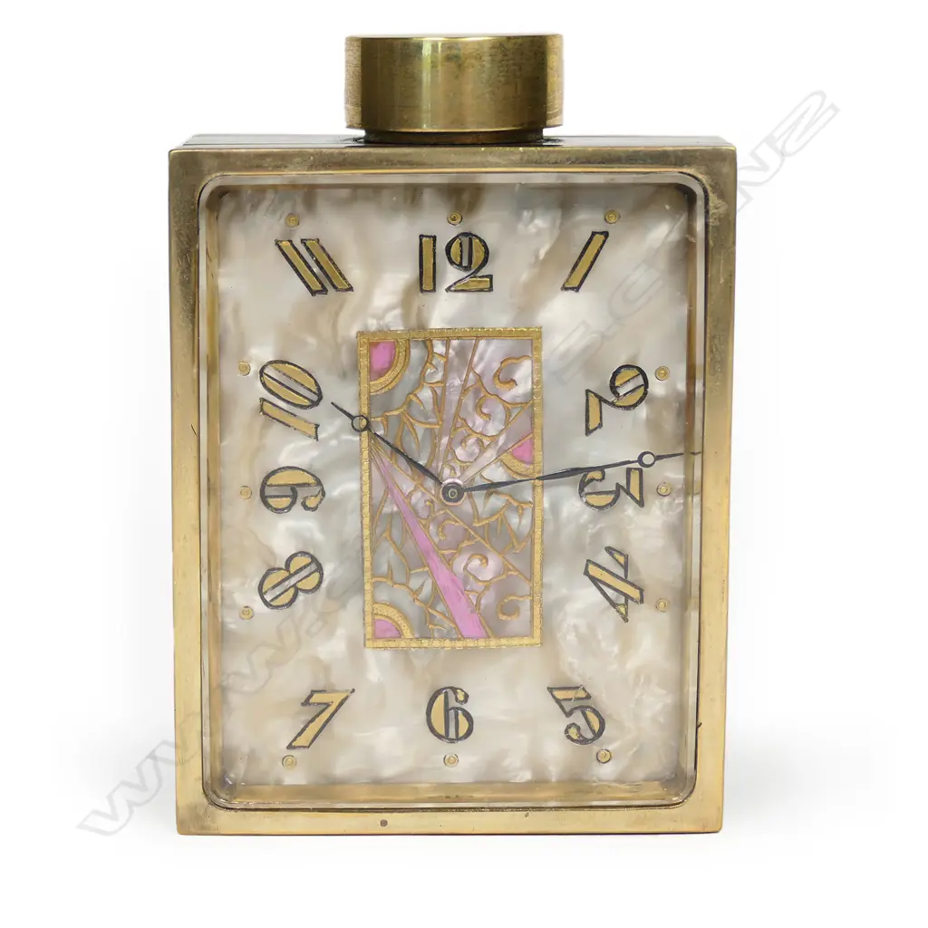 An Art Deco Juvenia perfume bottle travel clock, Image 1++