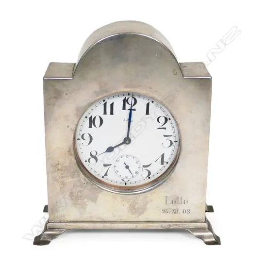 A c1900 German silver large pocket watch desk clock,