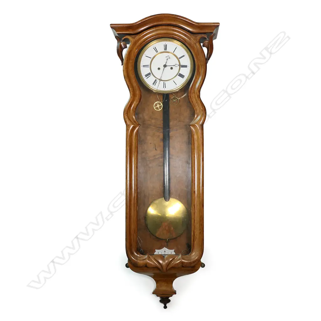 A good c1870 Austrian walnut regulator wall clock, Image 1++