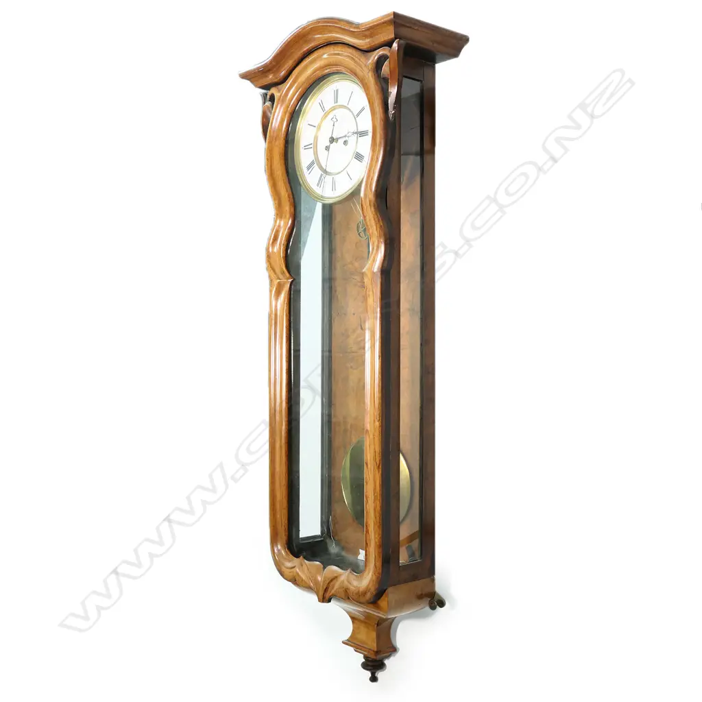 A good c1870 Austrian walnut regulator wall clock, Image 1++