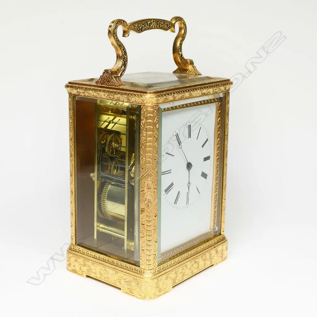 A 19thC French Auguste a Paris striking carriage clock, Image 1++