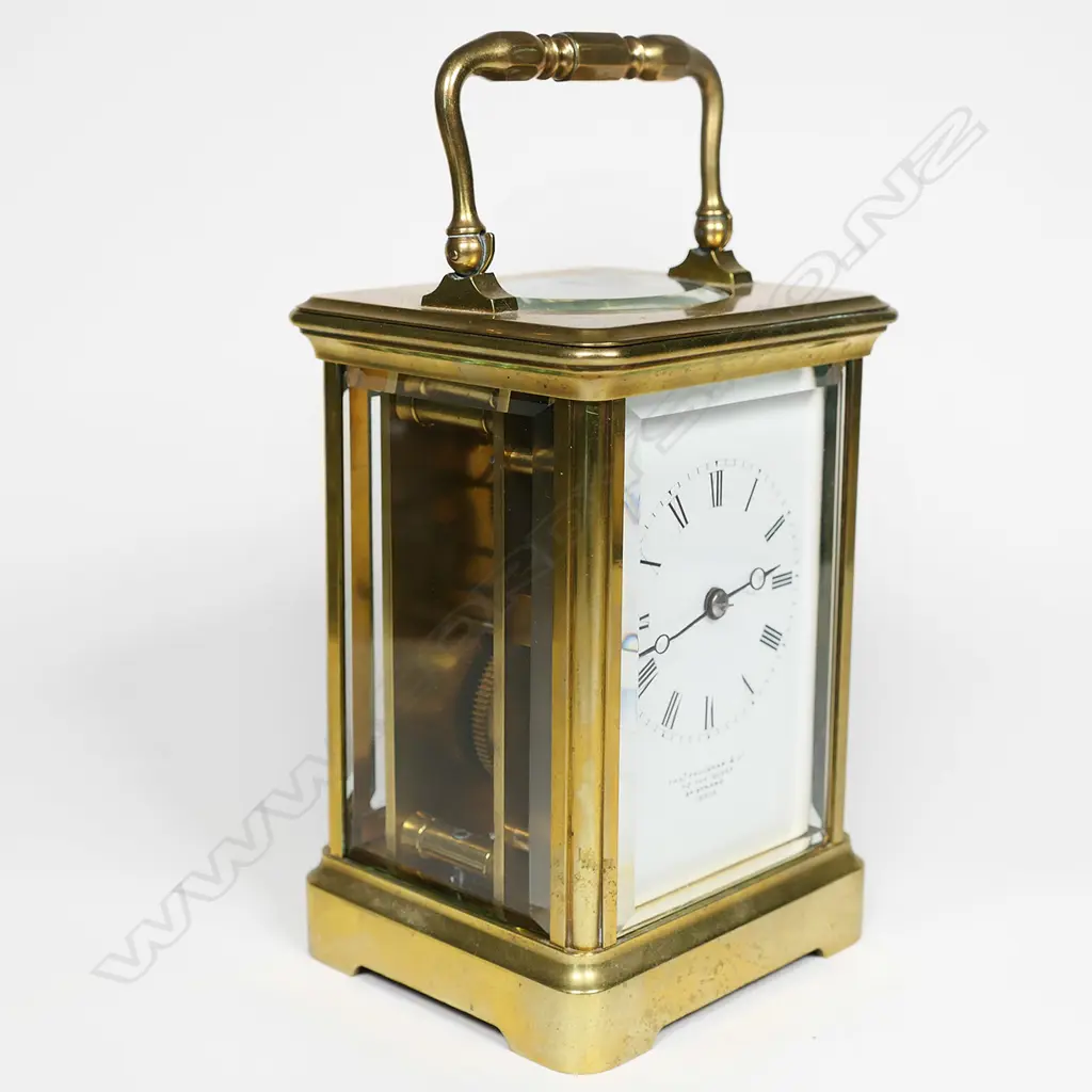 A 19thC brass cased carriage clock by Joseph Soldano, Image 1++