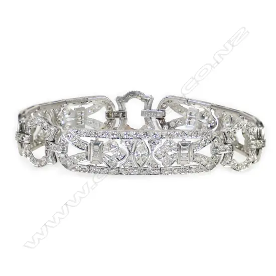 An impressive Art Deco platinum and diamond bracelet,