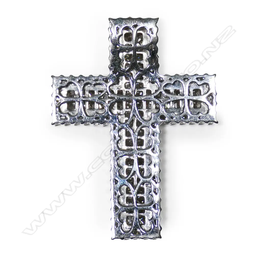 18ct white gold multi diamond set cross pendant, Image 1++
