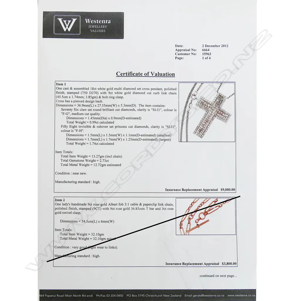 18ct white gold multi diamond set cross pendant, Image 1++