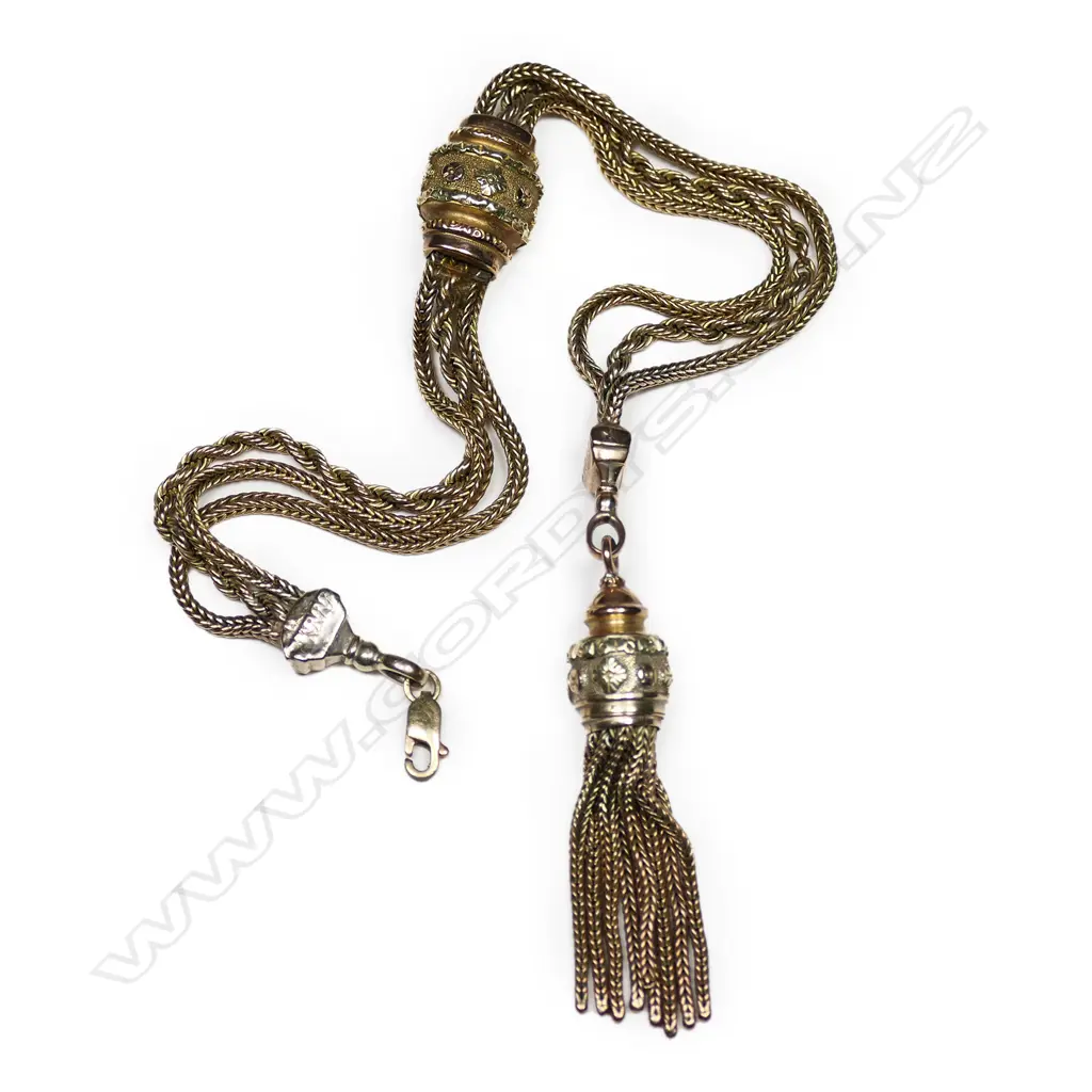 A 19thC ladies fancy gold Albertina bracelet, Image 1++
