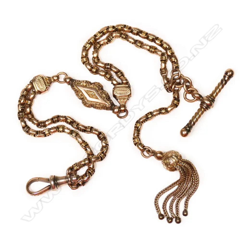 A late 19thC 9ct gold Albertina, Image 1++