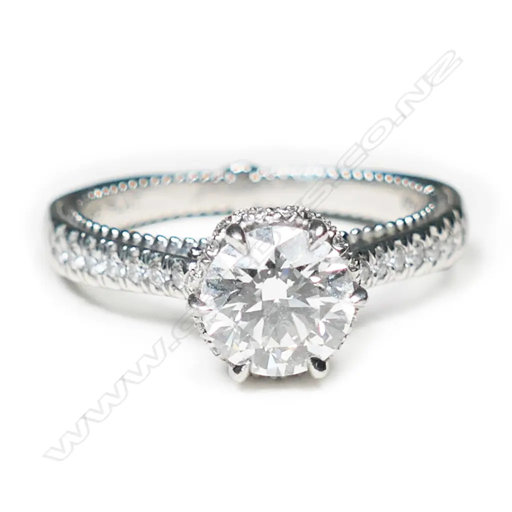 A platinum and diamond solitaire ring, Image 1++