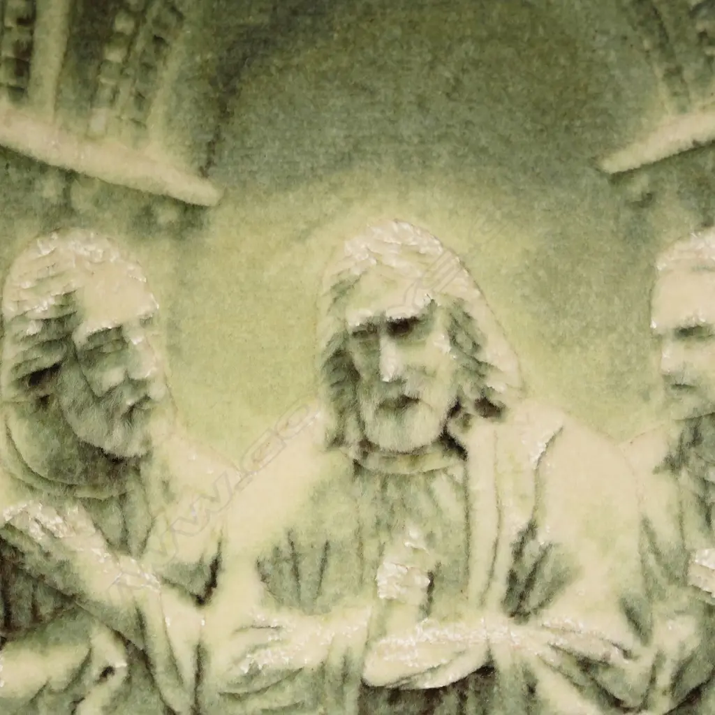 A very finely hand knotted silk picture rug 'The Last Supper', Image 1++