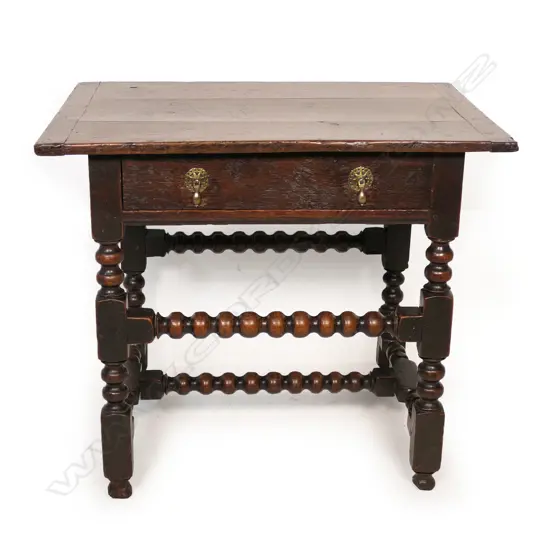 A rare Charles ll oak single drawer side table,