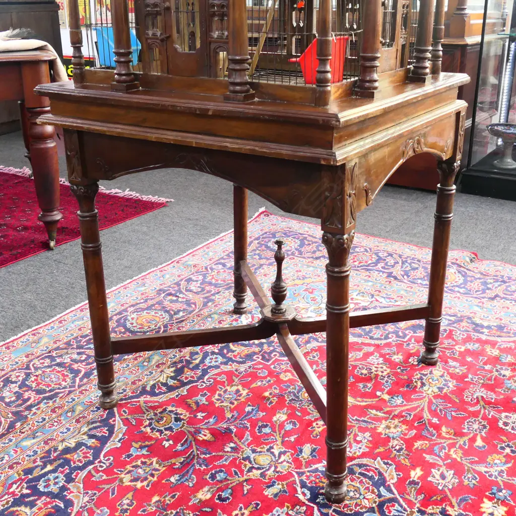 A large vintage floor standing elaborate Russian style architectural bird cage, Image 1++