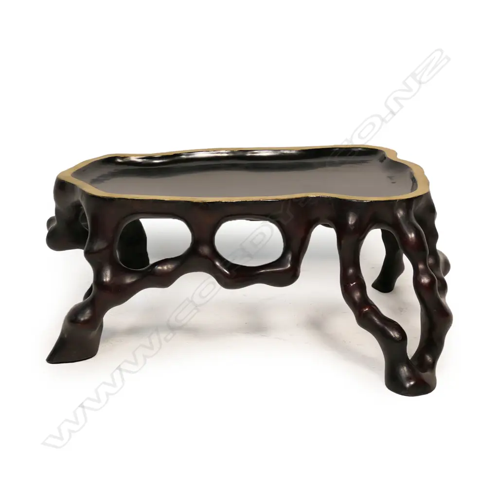An old oriental hardwood root form vase table, Image 1++