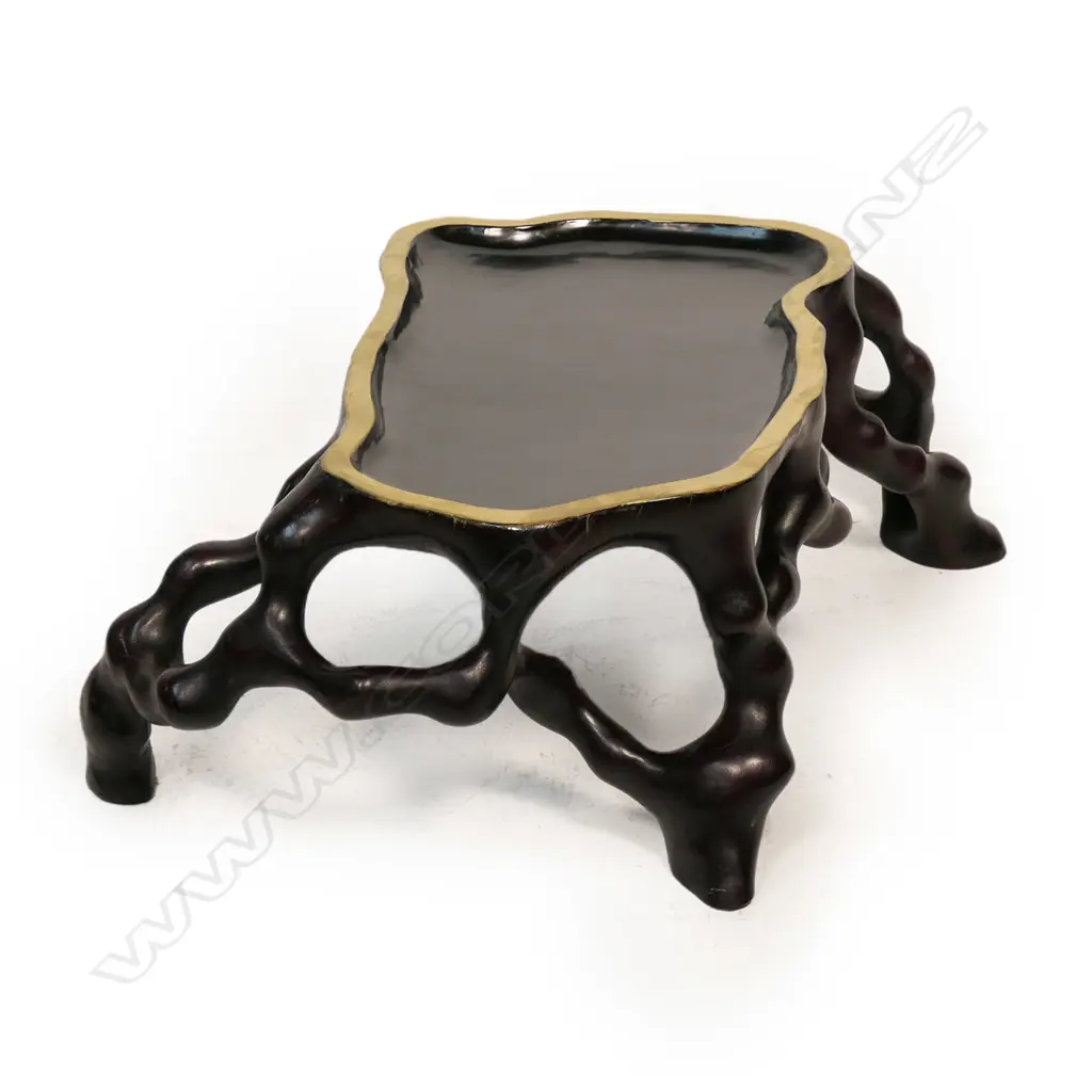 An old oriental hardwood root form vase table, Image 1++