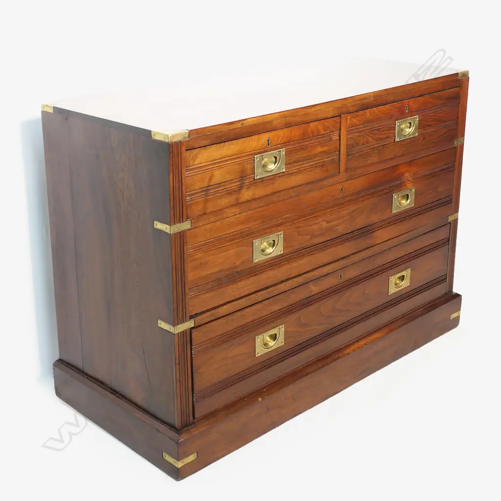 A late Victorian Mahogany campaign style chest, Image 1++